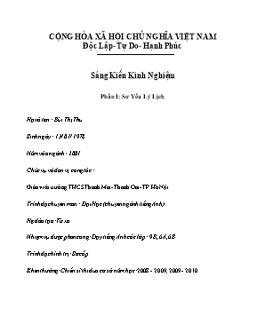 Sáng kiến kinh nghiệm Phương pháp dạy đọc môn Tiếng Anh